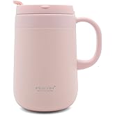 PINKAH Stainless Steel Coffee Mug with Lid and Handle, Double Wall Vacuum Insulated Cup, 16oz, Pink
