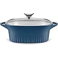 CorningWare, Non-Stick 3.2 Quart QuickHeat Roaster with Lid, Lightweight Roaster, Ceramic Non-Stick Interior Coating for Even Heat Cooking, French Navy