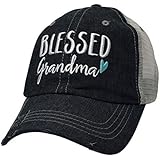 Blessed Grandma Embroidered Baseball Hat Mesh Trucker Style Hat Cap Mothers Day Pregnancy Announcement Dark Grey
