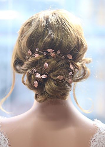 Gracewedding Wedding Rose Gold Long Hair Vine Bridal Hair Vine Wedding Vintage Headpiece Crystal Hair Peice Bridal Hair Jewelry Wedding Crystal Hair Accessories