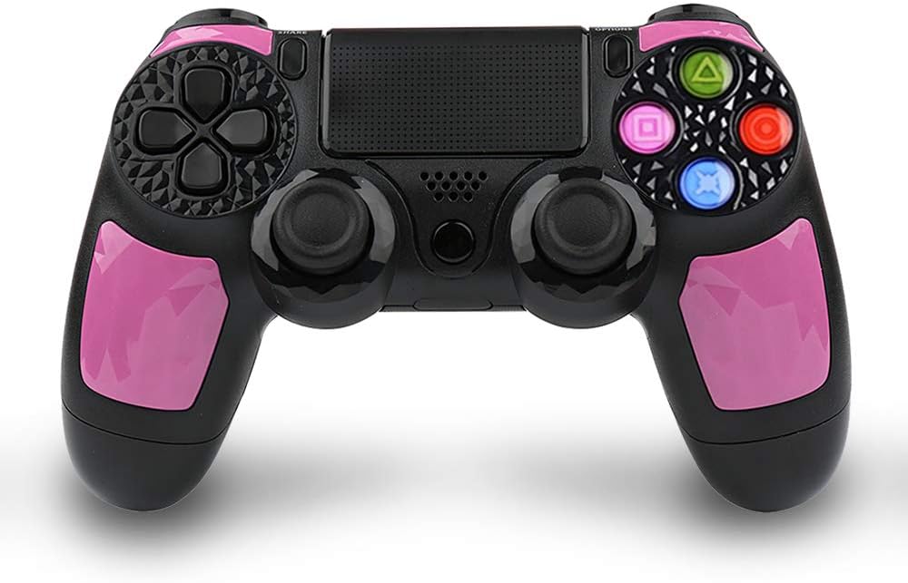 ps4 Wireless Controller Compatible for Playstation 4, Audio Input, Dual Vibration Shock, Multicolored (Pink)