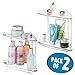 mDesign Steel/Plastic Freestanding Countertop Corner Shelf Organizer with 2-Tier Storage for Bathroom, Vanity, Cabinet, Counter - Holds Makeup, Bath Gel - Prism Collection - 2 Pack - Clear