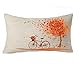 FELENIW Happy Autumn Fall Big Tree Maple Leaf Bicycle Throw Pillow Cover Cushion Case Cotton Linen Material Decorative 12''x20'' Color 2