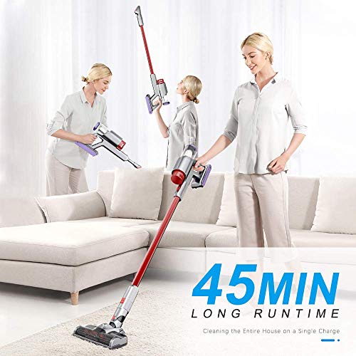 Cordless Vacuum, VacLife Vacuum Cleaner with Replaceable Battery, Stick Vacuum - Extra Filter for Washing, Powerful Vacuum Cleaner Cordless 2 in 1, Lightweight Vacuum with LED Light