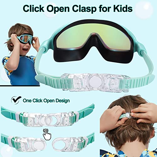 Kids Swim Goggles 2 Pack Pool Goggles Anti-Fog Anti-UV Wide View No Leaking Swimming Goggles for Children 3-14