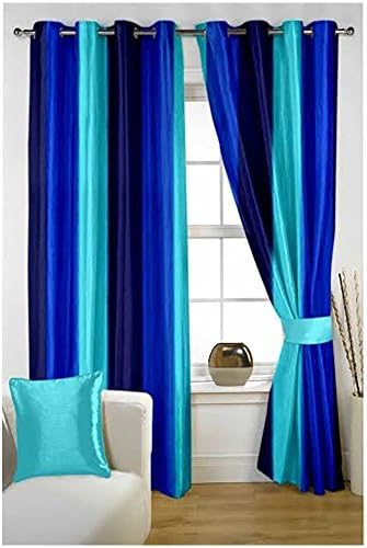 Premium Heavy Fabric Elegant Ringtop Plain Polyester Eyelet Fashinable Curtains Set of 2pc by Decoholic
