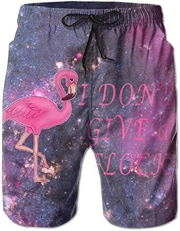 Men's I Dont Give A Flock Flamingo Animal Lover Quick Dry Lightweight Fashion Board Shorts Swim Trunks L