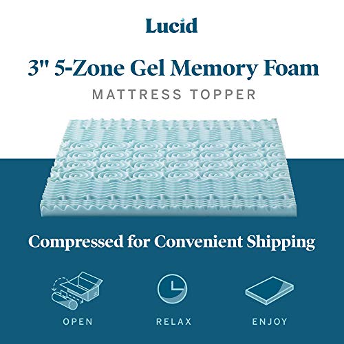 Lucid 3 Inch Mattress Topper King Memory Foam Mattress Topper King