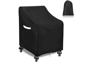 HCFGS Stackable Patio Chair Cover -Waterproof Outdoor Chair Cover，UV Resistant Outdoor Chair Covers All Weather Protection Fits for 4-6 Stackable Dining Chairs (33" Lx27" Wx48" H, 1 Pack)