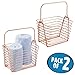 mDesign Bathroom Wire Basket Tote with Handle for Shampoo, Conditioner, Soap, Cosmetics - Pack of 2, Copper