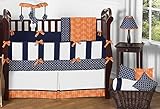 Sweet Jojo Designs 9-Piece Modern Bright Orange and Navy Arrow Print Hexagon Crib Baby Bedding Set with bumper