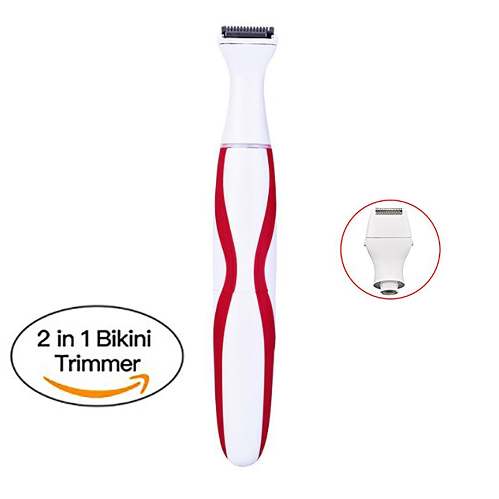 Zinnor 2 in 1 Women Shaver Waterproof Electric Bikini Trimmer Hair Removal Shaving Device Wet/Dry Lady Shaver with Shaving and Bikini Head Perfect for Body, Face, Bikini Area