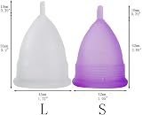 CROING Reusable Menstrual Cups Set of 4, Small & Large, Silicone, Purple, White view 2