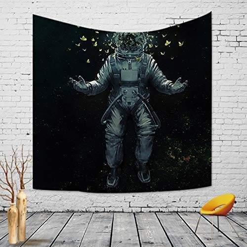 TIAQUN Spaceman Tapestry,Cool Spaceman Astronaut on The Planet with Butterfly Decor Fantasy Design Wall Hanging Tapestry for Bedroom Living Room Dorm.59x51Inch