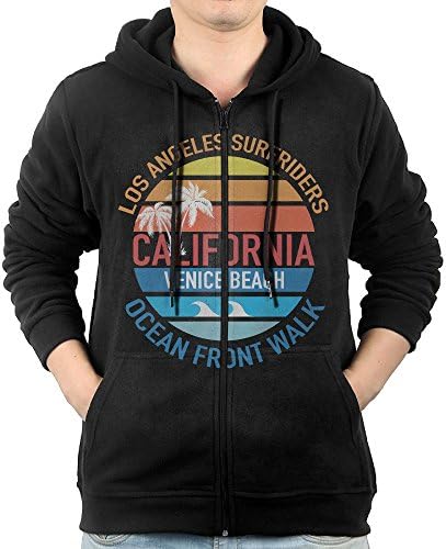SUNG HEE California Venice BeachPocket Hoody With Zipper Thick Fleeces Athletic Long-Sleeved Hoody Sweatshirt For Men