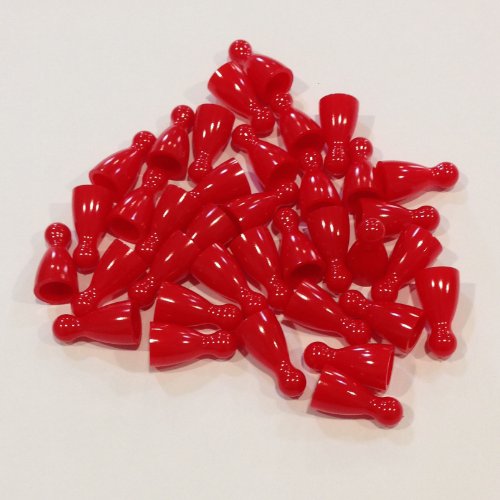 Plastic Pawns: Set of 36 Red Color Board Game Playing Pieces (Chess & Sorry Replacement Halma Pawn Markers, Colored School Classroom Supplies, Arts & Crafts Projects, Teaching & Education Toy Resource Components, Extra Instructional Play Material)