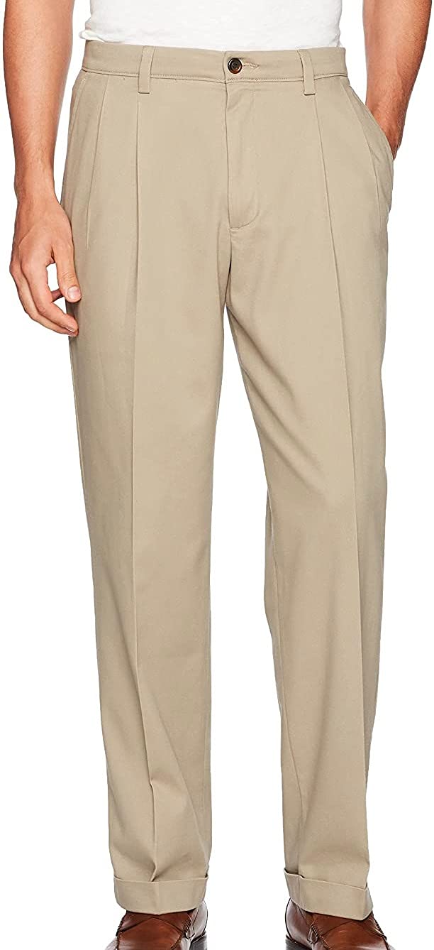 Dockers Men's Relaxed Fit Easy Khaki Pants-Pleated, Timberwolf, 42W x 32L Image