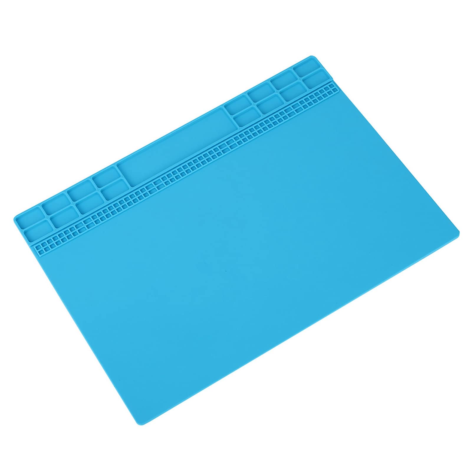 Heat Insulation Silicone Repair Mat with Screw Position,Heat Resistant Insulation Large Platform Station Pad for Soldering, Electronics, Computer Repair 350MM*250MM(Blue)