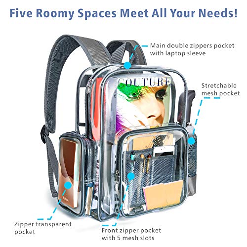 Clear Backpack, Packism Thick 0.6mm Heavy Duty Clear Backpack for