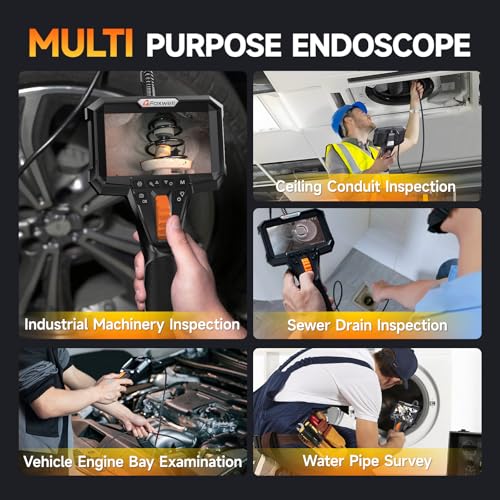FOXWELL Y400 220° Rotatable Endoscope Camera with Light, 6.2 mm Endoscope Camera, Movable Head, IP67 Waterproof Inspection Camera, Endoscope Camera, 1080P Tube Camera, Channel Camera - 5.25 ft (1.6 Metres)