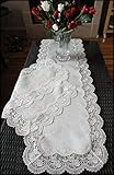 Galleria di Giovanni Dresser Scarf Royal Rose European Lace White Table Runner 54 Inch Plus Two Place mats or End Table Doilies