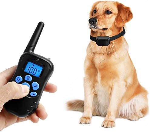 Dog Training Collar,Rechargeable Dog Shock Collar w/4 Training Modes,Beep,Vibration,Static Shock and Light,300M/1000Ft Remote Range,0~100 Shock Levels Dog Training Set (For 1 Dog)