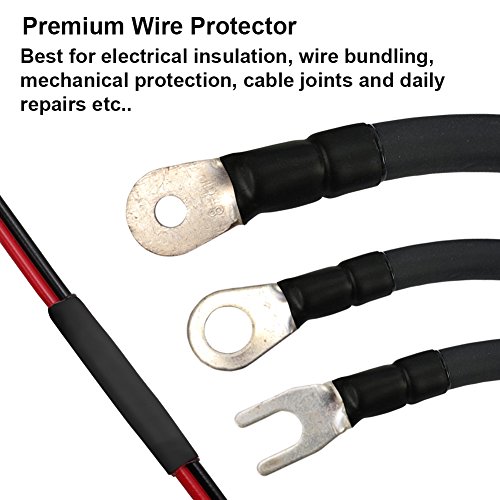 300pcs 3:1 Heat Shrink Tubing Kit, Dual Wall Adhesive Marine Heat Shrink Tube, Electrical Wire Cable Wrap Tubes Assortment with Storage Case for DIY by MILAPEAK (6 Sizes, Black)