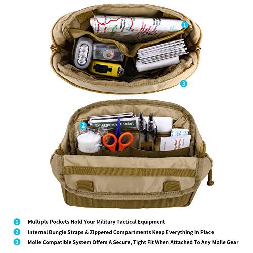 Gonex Tactical Molle Horizontal Admin Pouch, Medical EDC EMT Utility Tool Bag YKK Zippers Shell