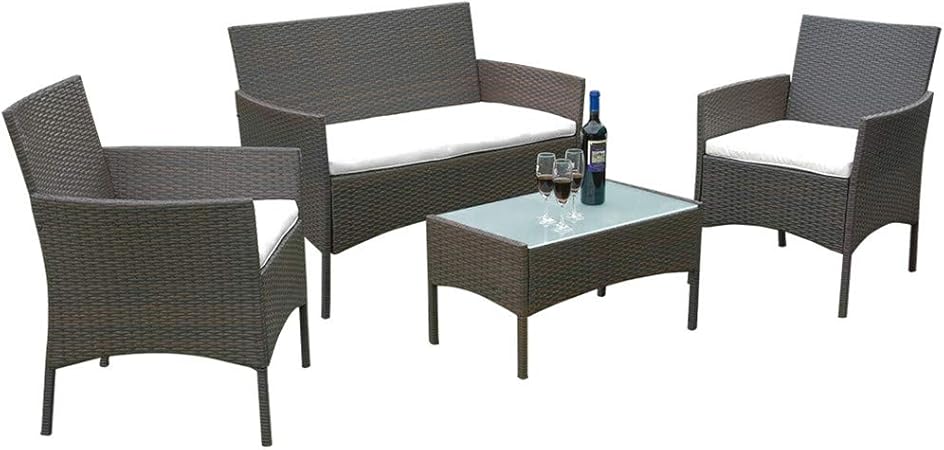 Amazon Com Vb 4 Piece Rattan Garden Furniture Set 2 Armchairs
