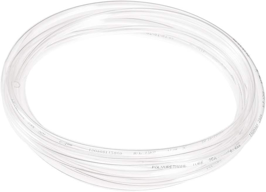 sourcing map Pneumatic Air Tubing, 6mm OD x 4mm ID 3 Meter (118 Inch) PU Polyurethane Air Compressor Clear Tubing Hose Pipe