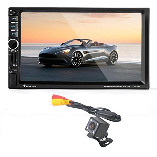 Celendi 7'' HD Touchscreen Double-Din Bluetooth Car GPS Navigation Car Stereo Audio Radio 1080P Video Player Support MP4/MP3/FM/USB/TF/Aux In/Rear Camera Input/Remote Control