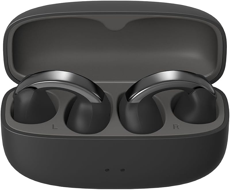 nearphones Style Clip d'oreille Ecouteurs sans Fils avec Boucle Brillante, Confortables, Bluetooth 5.3, Connexion multipoints, autonomie 24H, Application dédiée - HA-NP1T-B (Noir Charbon)