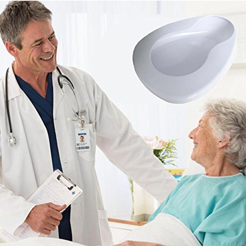 YUMSUM Large Stable PP Bedpan Heavy Duty Smooth Countoured for Bedbound Patient (White)