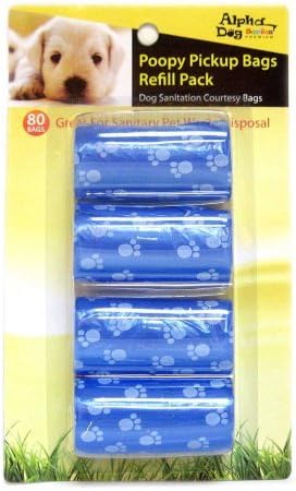 Alpha Dog Series Poopy Pick Up Bag Refill Blue w/ Paws (80 Bags)