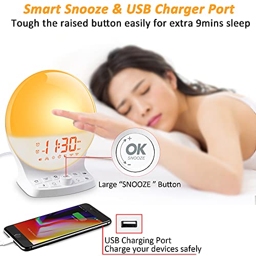Wake Up Light Sunrise Alarm Clock for Heavy Sleepers Adults, Light