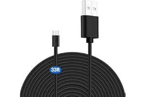 ARTIST UNKNOWN MOYEEL 33Ft Micro USB Power Extension Cable for Wyze Cam/Wyze Cam Pan, Blink XT Cam etc and Quick Charge Power for Security Camera(Black)