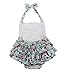China Rose 50's Floral Ruffles Rompers Backless Dress Bathing Suit Swimwear (12-24 Months,Light Blue)