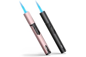 TOPKAY Torch Lighters, Candle Lighters 2 Pack, Butane Lighters, Multipurpose Windproof Butane Refillable Gas Torch Lighter, Jet Flame Mini Torch Lighter for Grills, Fireplaces, Camping. (Butane Not Included)