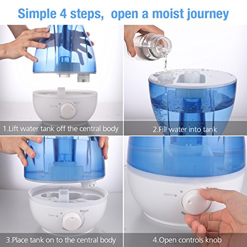 Balight Ultrasonic Cool Dual Mist Humidifier,Superior Humidifying Unit with Whisper,Quiet Operation,Night Light Function,3L of Moisturing Purifying Air for Office Bedroom Pregnant Woman Baby - Thumbnail 6