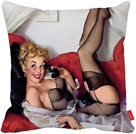 Cazzpc Cushion Cover Vintage Retro Sexy Lady Pinup Girl Poster Print Home Decor Super Soft Fabric No.5