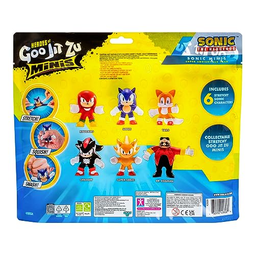 Heroes of Goo JIT Zu Minis Sonic 6 Pack - Collectible Stretchy Minis, 6 Stretchy Sonic Characters