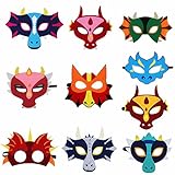 STARKMA 10pcs Cartonn Hero Dragon Animal Face Masks Party Favors Dress Up Costume Set