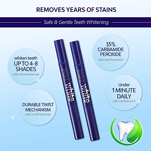 AsaVea Teeth Whitening Pen (2 Pack), Safe 35% Carbamide Peroxide Gel, 20+ Uses, Effective, Painless, No Sensitivity, Travel-Friendly, Easy to Use, Beautiful White Smile, Natural Mint Flavor