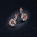 BAMOER 18K Rose Gold Plated Cubic Zirconia Snowflake Lever Back Earrings Necklace Set for Women Girls CZ Jewelry Set Rose Gold & Colorful CZ