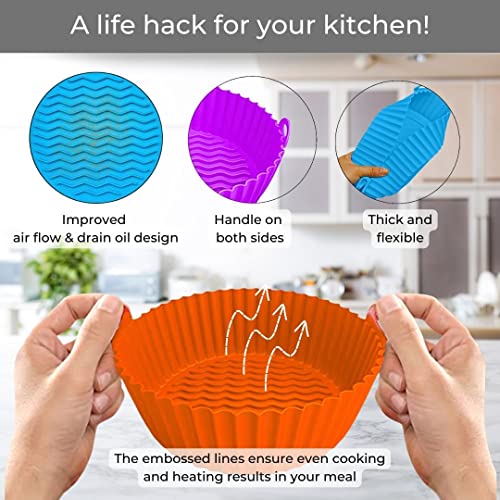 JUNPED Silicone Air Fryer Liner 3 Pack Reusable Silicone Basket To