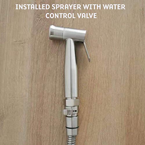 Purrfectzone Handheld Bidet Sprayer for One Piece Skirted Toilet, Stainless Steel Baby Cloth Diaper Sprayer for Skirted Toilet (Brushed Nickel, One Piece Toilet) - Thumbnail 7