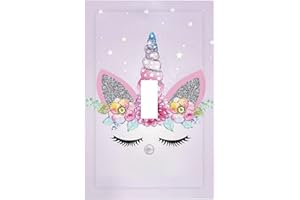 SPTVAN Unicorn Magical Decorative 1 Gang Single Toggle Light Switch Cover Electrical Wall Plate Cute Switchplate for Kids Girl Bedroom Bathroom Room Home House Decor Faceplate Mid-size
