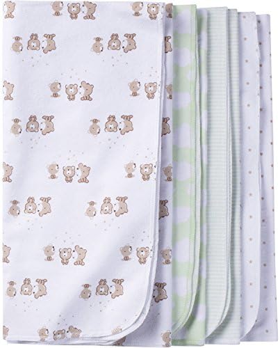 Gerber Clothing Unisex Baby 4 Pack 30x30 Flannel Receiving Blankets, Bears