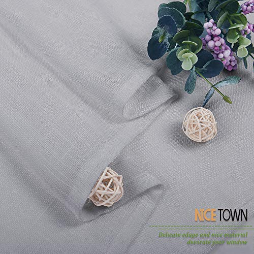 image for NICETOWN Bedroom Linen Look Curtains, Rod Pocket & Back Tab Semi-Trans