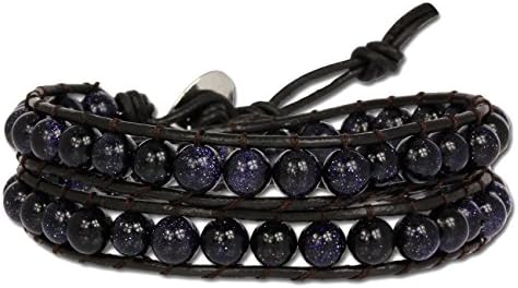 SilberDream leather bracelet with dark purple stones, women, variable size, leather bracelet genuine leather LAN008